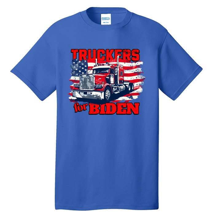 Truckers For Biden Trucks Truck Driving American Flag Gift Tall T-Shirt