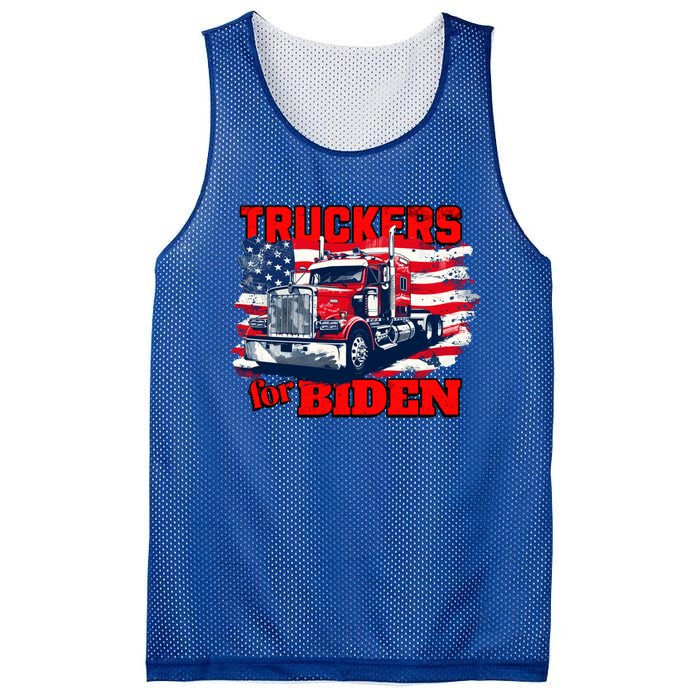 Truckers For Biden Trucks Truck Driving American Flag Gift Mesh Reversible Basketball Jersey Tank