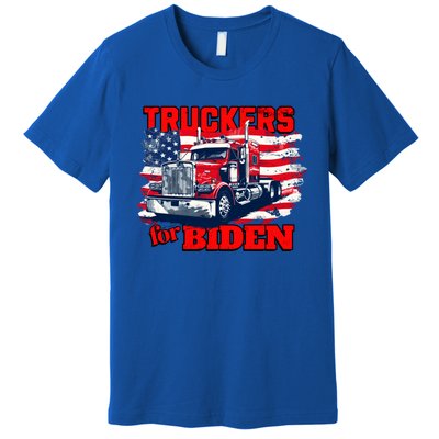 Truckers For Biden Trucks Truck Driving American Flag Gift Premium T-Shirt