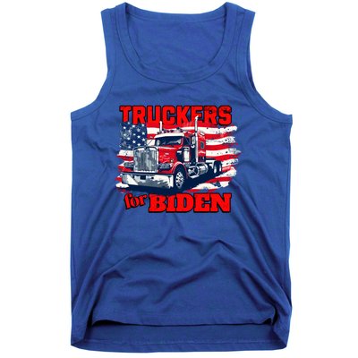 Truckers For Biden Trucks Truck Driving American Flag Gift Tank Top