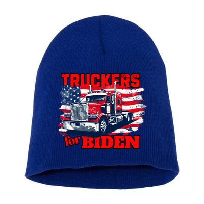 Truckers For Biden Trucks Truck Driving American Flag Gift Short Acrylic Beanie