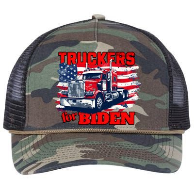 Truckers For Biden Trucks Truck Driving American Flag Gift Retro Rope Trucker Hat Cap