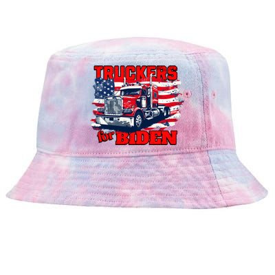 Truckers For Biden Trucks Truck Driving American Flag Gift Tie-Dyed Bucket Hat