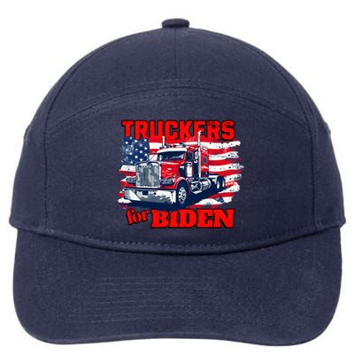 Truckers For Biden Trucks Truck Driving American Flag Gift 7-Panel Snapback Hat