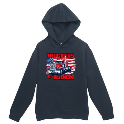 Truckers For Biden Trucks Truck Driving American Flag Gift Urban Pullover Hoodie