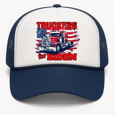 Truckers For Biden Trucks Truck Driving American Flag Gift Trucker Hat