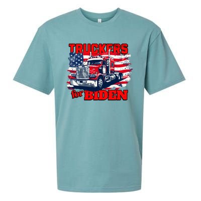 Truckers For Biden Trucks Truck Driving American Flag Gift Sueded Cloud Jersey T-Shirt