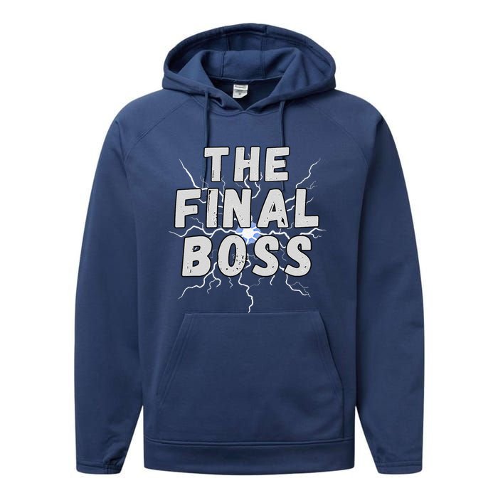 The Final Boss Rock Lightning Wrestling Rock Final Boss Performance Fleece Hoodie