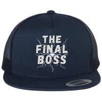 The Final Boss Rock Lightning Wrestling Rock Final Boss Flat Bill Trucker Hat