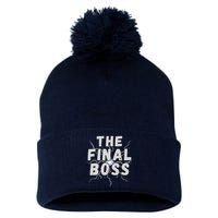 The Final Boss Rock Lightning Wrestling Rock Final Boss Pom Pom 12in Knit Beanie