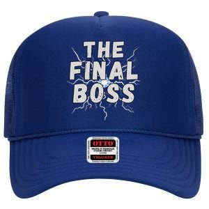 The Final Boss Rock Lightning Wrestling Rock Final Boss High Crown Mesh Back Trucker Hat