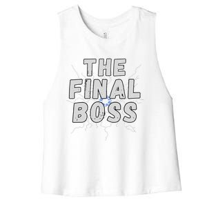 The Final Boss Rock Lightning Wrestling Rock Final Boss Women's Racerback Cropped Tank