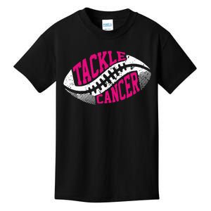 Tackle Football Ball Pink Ribbon Breast Cancer Awareness Kids T-Shirt