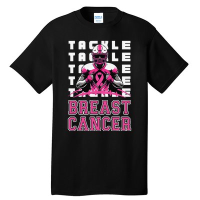 Tackle Football Breast Cancer Awareness P.Ink Ribbon Gift Tall T-Shirt