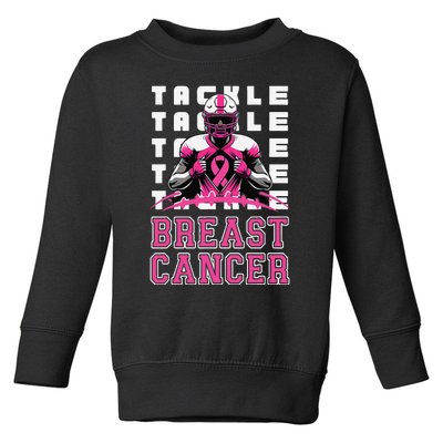 Tackle Football Breast Cancer Awareness P.Ink Ribbon Gift Toddler Sweatshirt