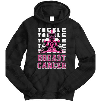 Tackle Football Breast Cancer Awareness P.Ink Ribbon Gift Tie Dye Hoodie