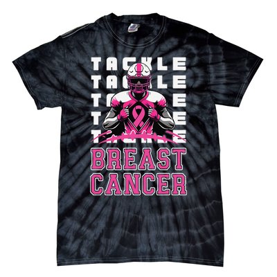 Tackle Football Breast Cancer Awareness P.Ink Ribbon Gift Tie-Dye T-Shirt