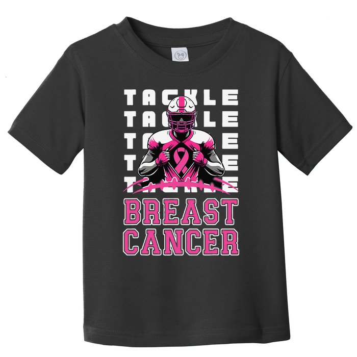 Tackle Football Breast Cancer Awareness P.Ink Ribbon Gift Toddler T-Shirt