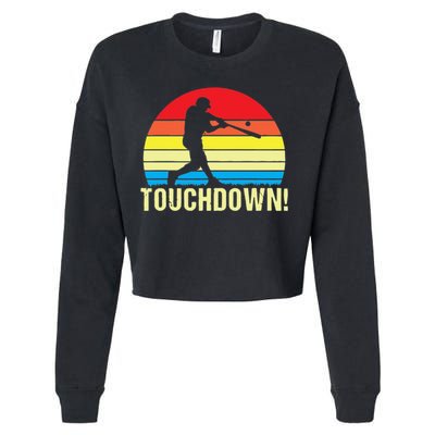 Touchdown!gift Funny Baseball Touchdown Teegift Great For Games Gift Cropped Pullover Crew