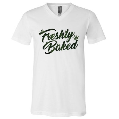 THC Freshly Baked Cannabis Medical Marijuana V-Neck T-Shirt