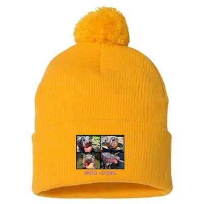 The Famous Baby Pigmy Hippo Moodeng Pom Pom 12in Knit Beanie