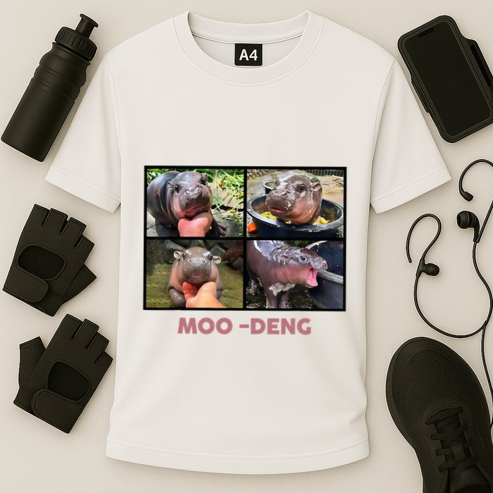 The Famous Baby Pigmy Hippo Moodeng Cooling Performance Crew T-Shirt