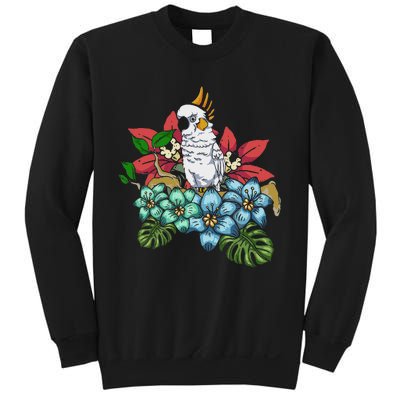 Tropical Flowers Birdwatcher Birding Floral Parrot Cockatoo Sweatshirt