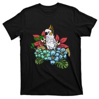 Tropical Flowers Birdwatcher Birding Floral Parrot Cockatoo T-Shirt