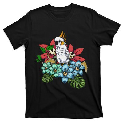 Tropical Flowers Birdwatcher Birding Floral Parrot Cockatoo T-Shirt