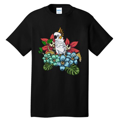 Tropical Flowers Birdwatcher Birding Floral Parrot Cockatoo Tall T-Shirt