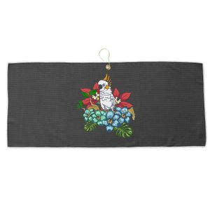 Tropical Flowers Birdwatcher Birding Floral Parrot Cockatoo Large Microfiber Waffle Golf Towel