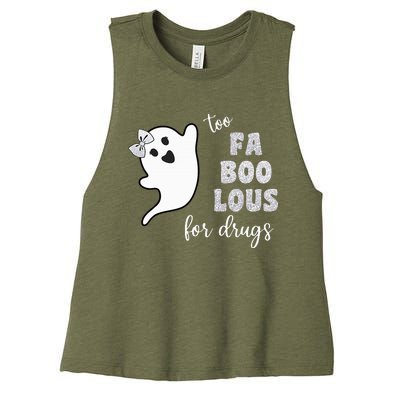 Too Fa Boo Lous For Drug Halloween Red Ribbon Week Awareness Women's Racerback Cropped Tank