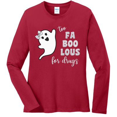 Too Fa Boo Lous For Drug Halloween Red Ribbon Week Awareness Ladies Long Sleeve Shirt