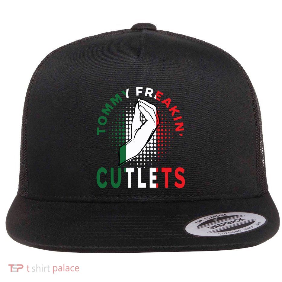 Tommy Freakin Cutlets New Jersey Funny Viral Women Flat Bill Trucker Hat