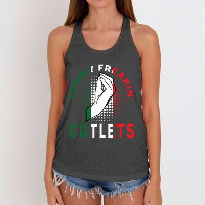 Tommy Freakin Cutlets New Jersey Funny Viral Women Women's Knotted Racerback Tank