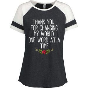 Thanks For Changing My World Gift Cute Speech Therapist Cool Gift Enza Ladies Jersey Colorblock Tee