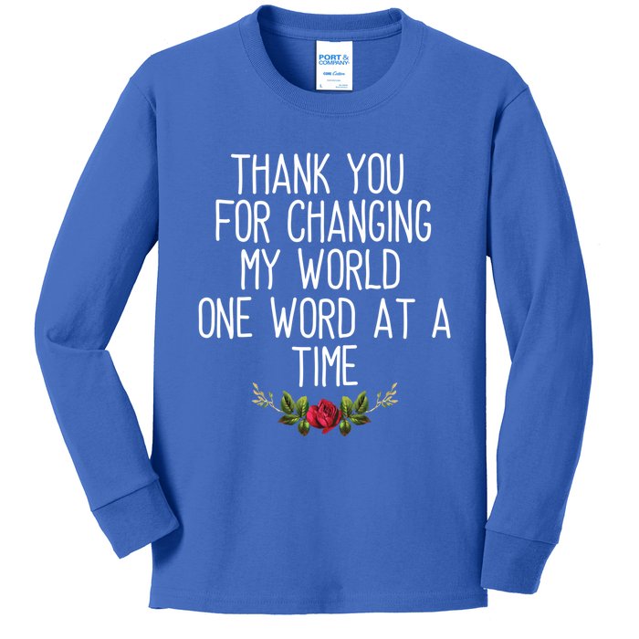 Thanks For Changing My World Gift Cute Speech Therapist Cool Gift Kids Long Sleeve Shirt