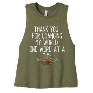 Thanks For Changing My World Gift Cute Speech Therapist Cool Gift Women's Racerback Cropped Tank