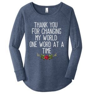 Thanks For Changing My World Gift Cute Speech Therapist Cool Gift Women's Perfect Tri Tunic Long Sleeve Shirt