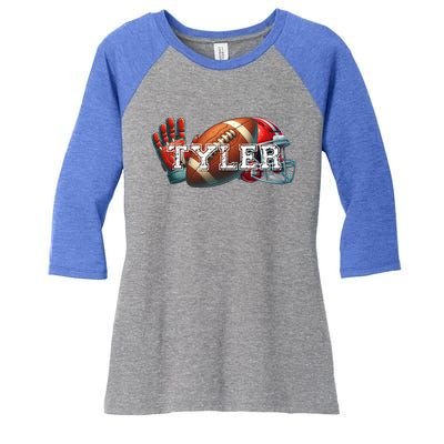 Tyler Football Custom Name Gift Women's Tri-Blend 3/4-Sleeve Raglan Shirt