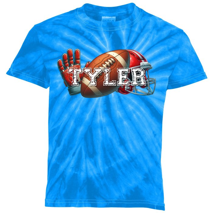 Tyler Football Custom Name Gift Kids Tie-Dye T-Shirt