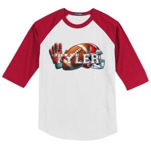 Tyler Football Custom Name Gift Kids Colorblock Raglan Jersey