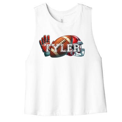 Tyler Football Custom Name Gift Women's Racerback Cropped Tank