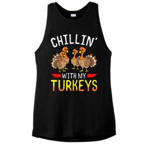 Thanksgiving Family Chillin With My Turkeys Ladies PosiCharge Tri-Blend Wicking Tank