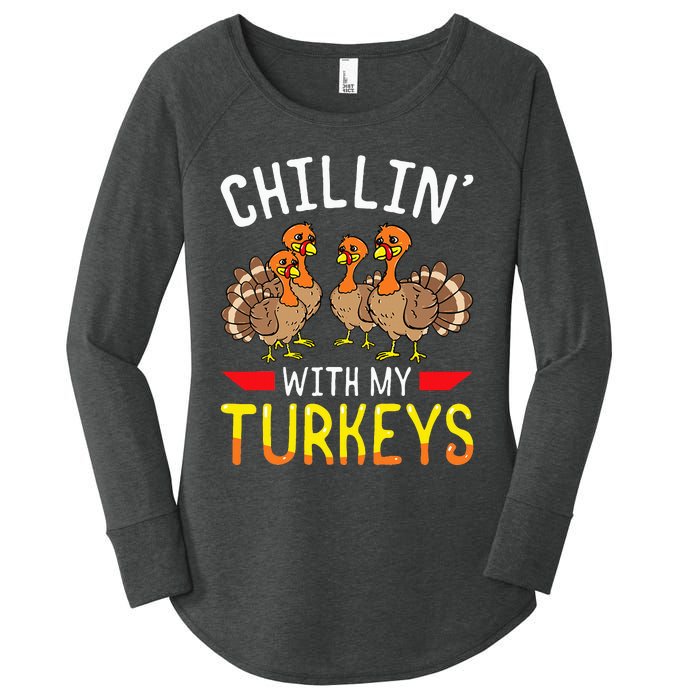 Thanksgiving Family Chillin With My Turkeys Women's Perfect Tri Tunic Long Sleeve Shirt