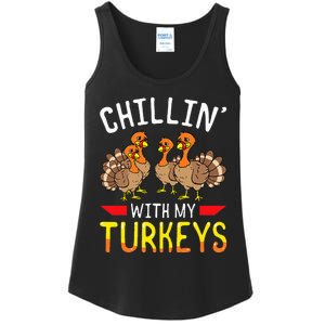 Thanksgiving Family Chillin With My Turkeys Ladies Essential Tank