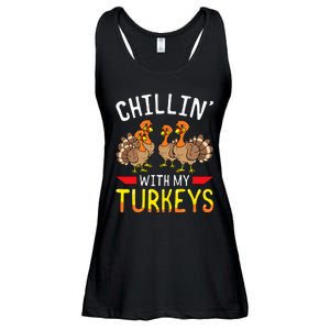 Thanksgiving Family Chillin With My Turkeys Ladies Essential Flowy Tank