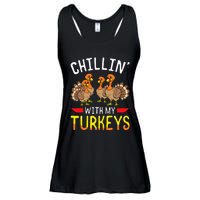 Thanksgiving Family Chillin With My Turkeys Ladies Essential Flowy Tank