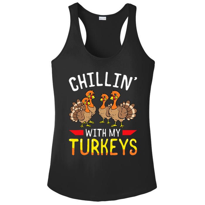 Thanksgiving Family Chillin With My Turkeys Ladies PosiCharge Competitor Racerback Tank