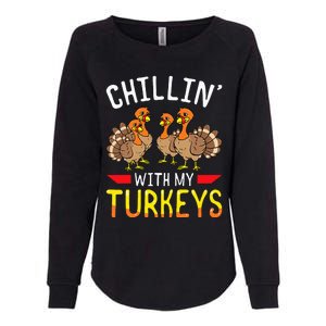 Thanksgiving Family Chillin With My Turkeys Womens California Wash Sweatshirt